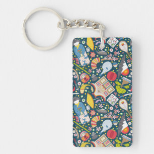 Japanese Seamless Pattern Key Ring