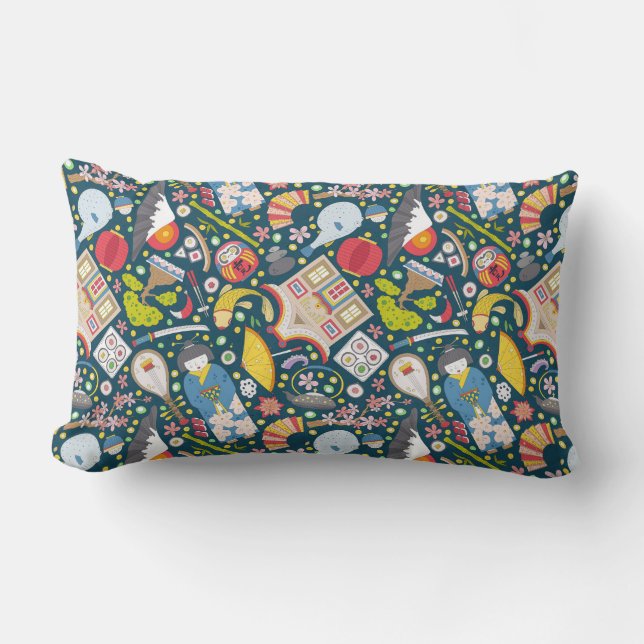 Japanese Seamless Pattern Lumbar Cushion (Front)