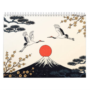 Japanese Seasons Hanafuda Woodblock Art Calendar