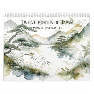 Japanese Seasons Watercolor Art Wall Calendar