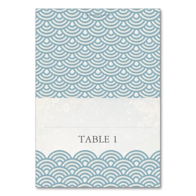 Japanese Seigaiha Foldable Place Card Setting (Front)