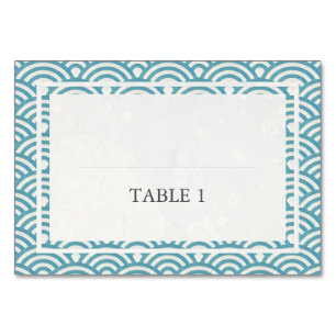 Japanese Seigaiha Stylised Waves Elegant Wedding Table Number