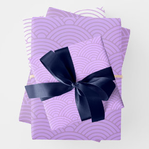 Japanese Seigaiha Wave   Liliac Purple Wrapping Paper Sheet