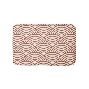 Japanese Seigaiha Wave Rust Terracotta Bath Mat