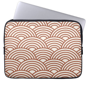Japanese Seigaiha Wave Rust Terracotta Laptop Sleeve