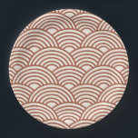 Japanese Seigaiha Wave Rust Terracotta Paper Plate<br><div class="desc">Japanese Seigaiha Wave - Black and White - Pattern - Rust,  Earth Tones,  Terracotta.</div>