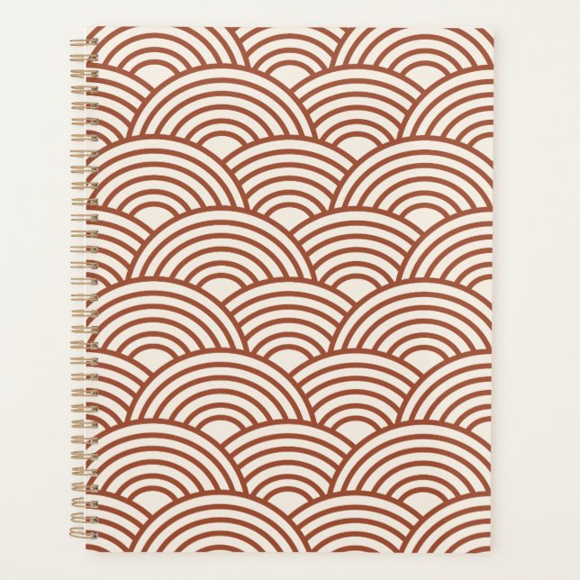 Japanese Seigaiha Wave Rust Terracotta Planner (Front)