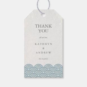 Japanese Seigaiha Waves Blue + White Personalised Gift Tags