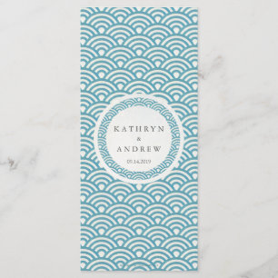 Japanese Seigaiha Waves Elegant Beach Wedding Menu