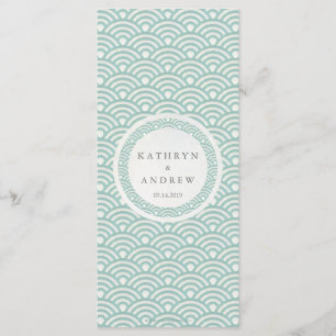 Japanese Seigaiha Waves Elegant Beach Wedding Menu