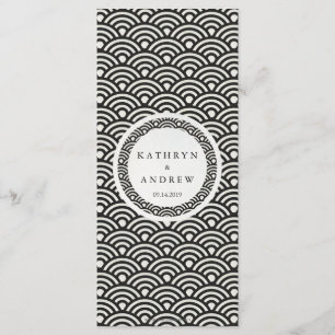 Japanese Seigaiha Waves Elegant Beach Wedding Menu