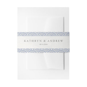 Japanese Seigaiha Waves Elegant Soft Purple Blue Invitation Belly Band