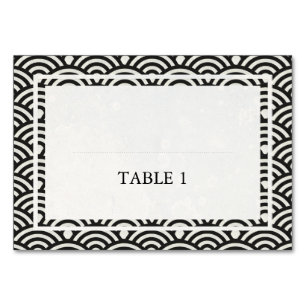 Japanese Seigaiha Waves Elegant Wedding Table Number