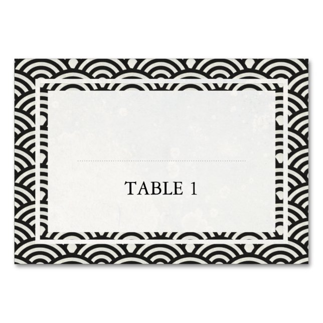 Japanese Seigaiha Waves Elegant Wedding Table Number (Front)