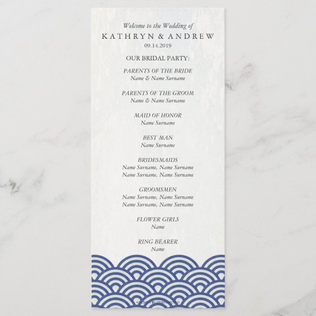 Japanese Seigaiha Waves Program/Order of Service Programme (Front)