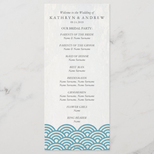 Japanese Seigaiha Waves Program/Order of Service Programme (Front)