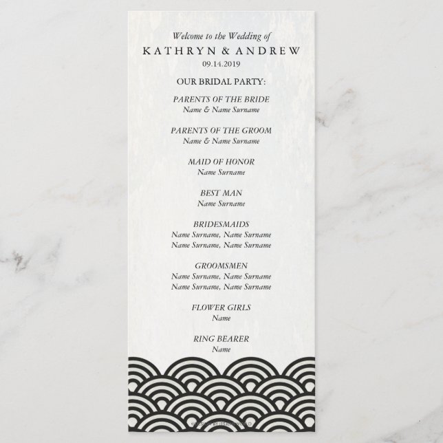 Japanese Seigaiha Waves Program/Order of Service Programme (Front)