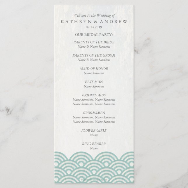 Japanese Seigaiha Waves Program/Order of Service Programme (Front)