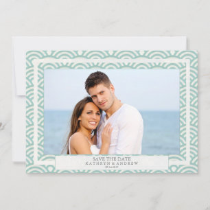 Japanese Seigaiha Waves Save The Date Flat Photo Invitation