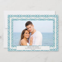 Japanese Seigaiha Waves Save The Date Flat Photo