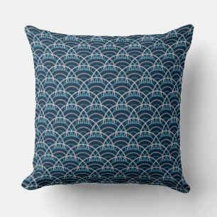 Japanese Seigaiha Waves Seamless Pattern Cushion
