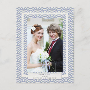 Japanese Seigaiha Wedding Thank You/Custom Photo Postcard