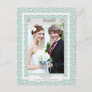 Japanese Seigaiha Wedding Thank You/Custom Photo Postcard