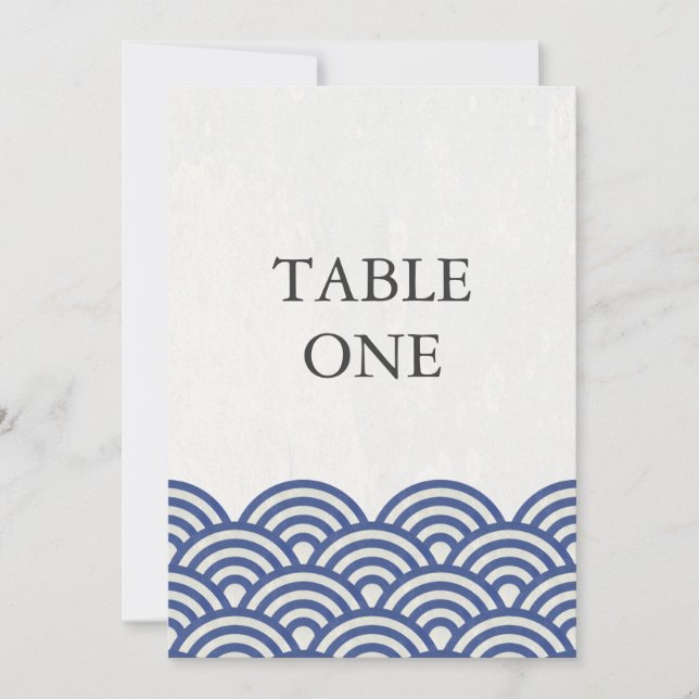 Japanese Seigha Stylised Waves Large Table Number (Front)