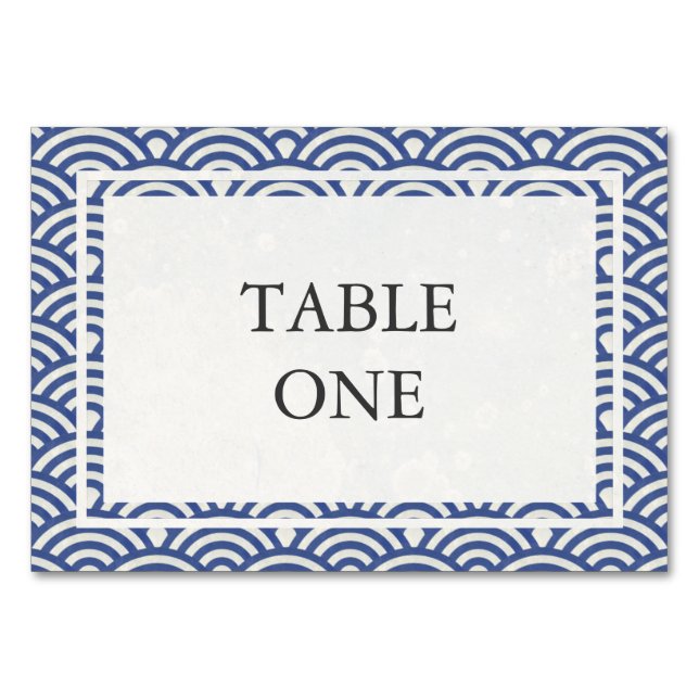 Japanese Seigha Stylised Waves Table Number (Front)