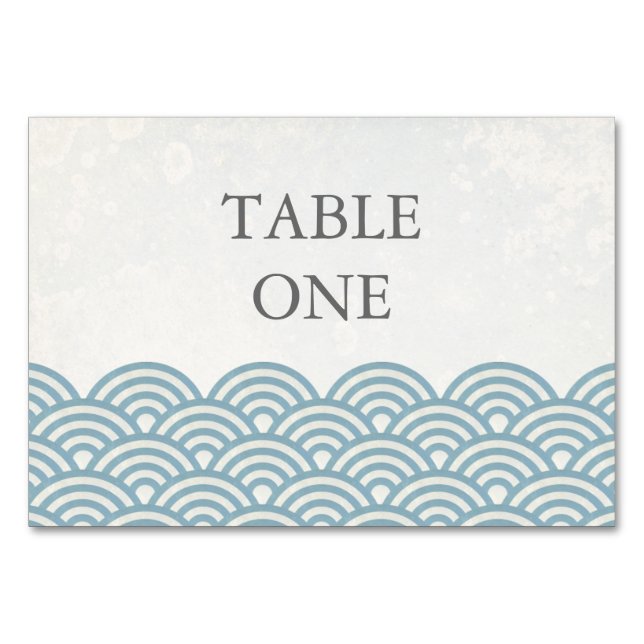 Japanese Seigha Stylised Waves Table Number (Front)