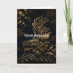 Japanese Shachihoko Castle Roof Gold Art Personali Card