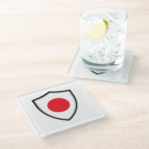 Japanese shield flag glass coaster