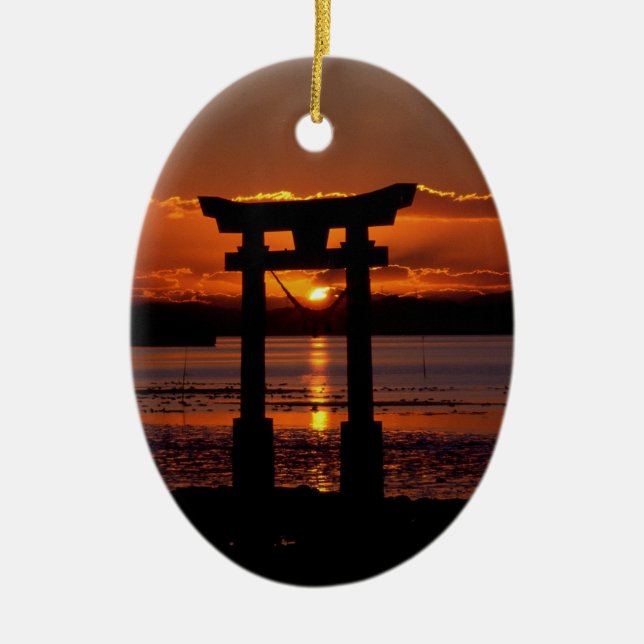 Japanese Shrine Nagao Ceramic Tree Decoration (Front)