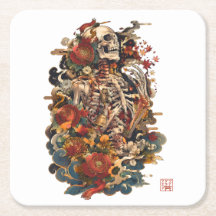 Japanese Skeleton Art | Gothic Floral Skull