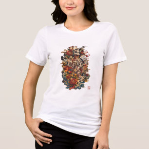 Japanese Skeleton Art   Gothic Floral Skull Tri-Blend Shirt