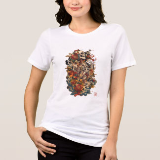 Japanese Skeleton Art | Gothic Floral Skull Tri-Blend Shirt