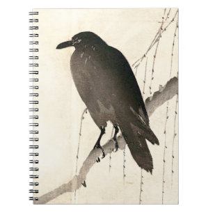 Japanese sketch of a raven spiral notebook
