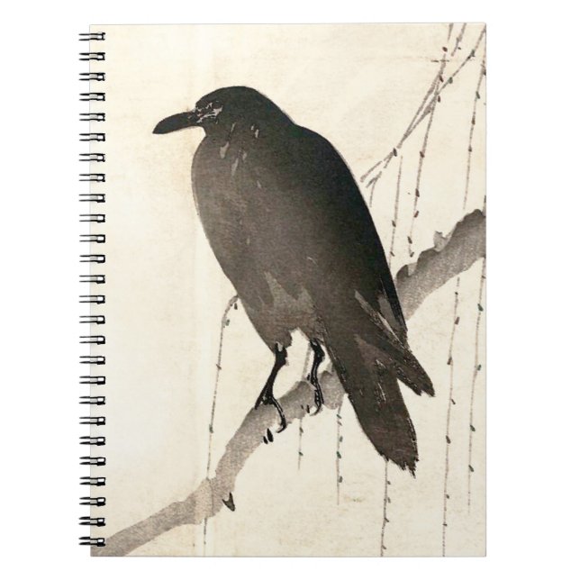 Japanese sketch of a raven spiral notebook (Front)