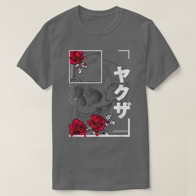 Japanese Skull Roses Pastel Goth Alt Clothing Goth T-Shirt (Design Front)