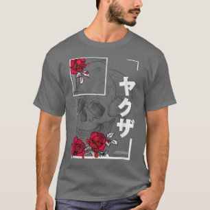 Japanese Skull Roses Pastel Goth Alt Clothing Goth T-Shirt