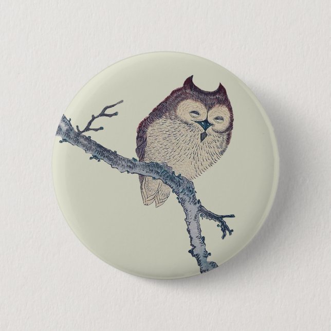 Japanese Sleeping Owl Night Artwork 6 Cm Round Badge (Front)