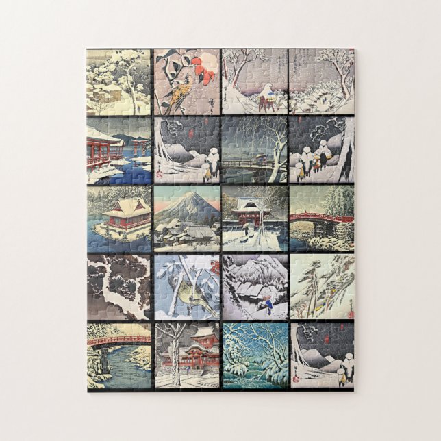 Japanese snow landscape trees art paintings jigsaw puzzle (Vertical)