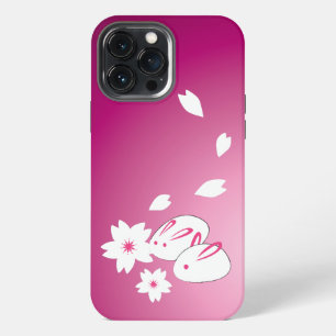 Japanese Snow Rabbits and Sakura iPhone 13 Pro Max Case