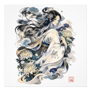 Japanese Snow Woman Art Winter Yokai In Kimono Photo Print
