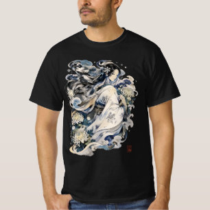Japanese Snow Woman Art   Winter Yokai In Kimono T-Shirt