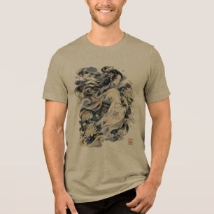 Japanese Snow Woman Art   Winter Yokai In Kimono Tri-Blend Shirt