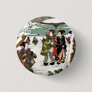 Japanese Snowscape 3 Cm Round Badge