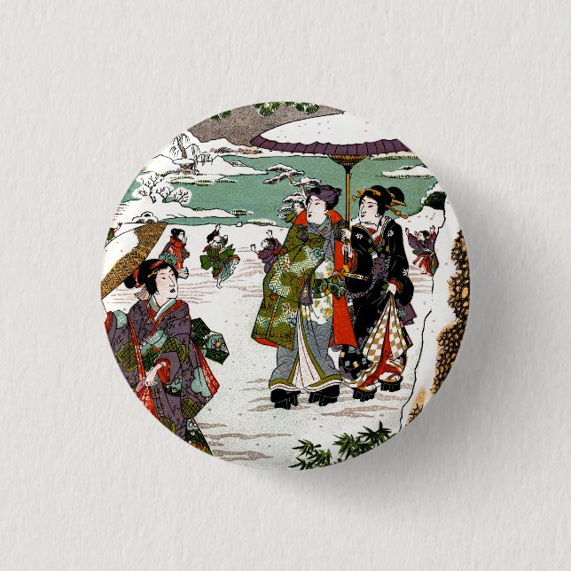 Japanese Snowscape 3 Cm Round Badge (Front)