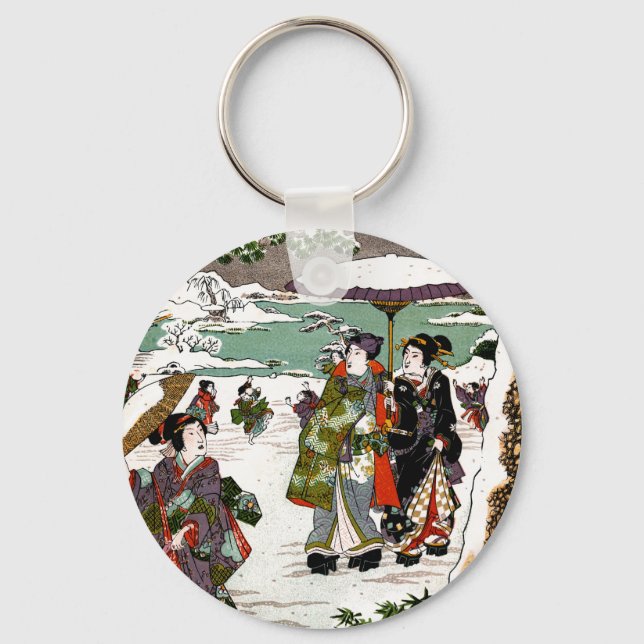 Japanese Snowscape Key Ring (Front)
