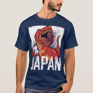 Japanese Soccer T Re Dinosaur Japan Flag  T-Shirt